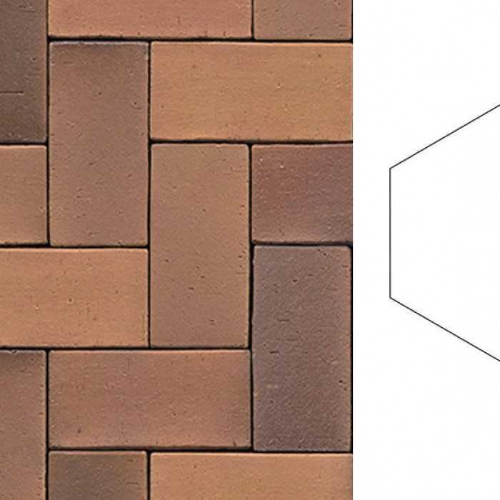 Клинкерная брусчатка Muhr №08S Lachsrot spezial, гексагон 200х52 мм